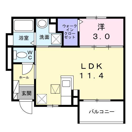 ラ ルミエール メゾンVIII(1LDK/1階)の間取り写真