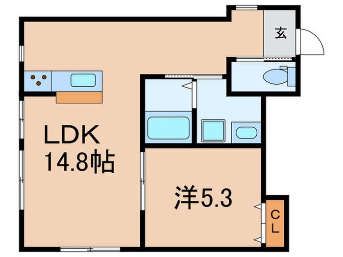 こもれびハウス(1LDK/1階)の間取り写真