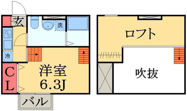 アンビエンテ千葉イースト館(1K/2階)の間取り写真