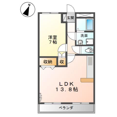 リーベンブルグ(1LDK/2階)の間取り写真