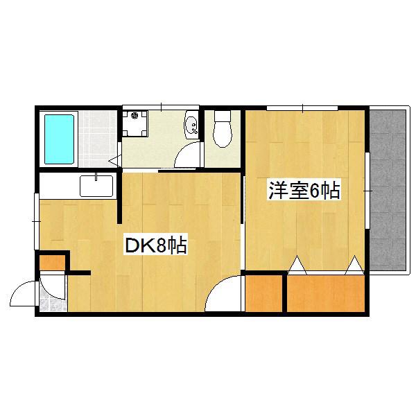 Kハイツ(1DK/2階)の間取り写真
