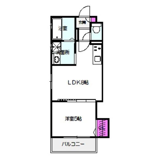 クリエオーレ茨田大宮II(1LDK/2階)の間取り写真