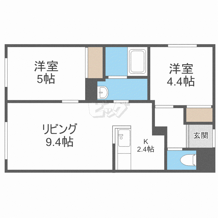 MOCO南平岸(2LDK/1階)の間取り写真
