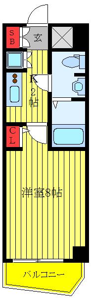 メインステージ田端参番館(1K/8階)の間取り写真