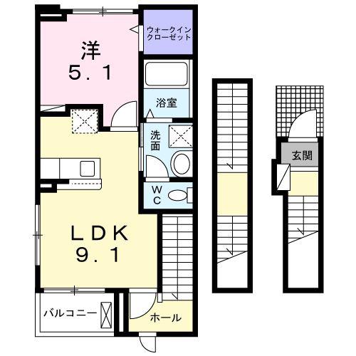 FFヒルズ2(1LDK/3階)の間取り写真
