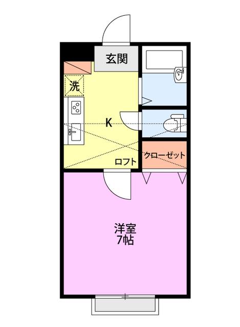 シャレー富塚町A棟(1K/2階)の間取り写真