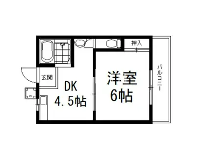 和プレジデント桃山(1DK/1階)の間取り写真