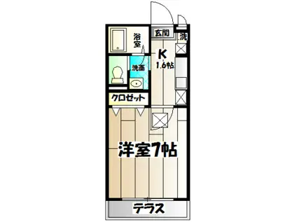 セジュール西代II(1K/2階)の間取り写真