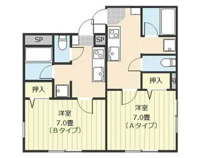 サンハイツ若松町(1K/2階)の間取り写真