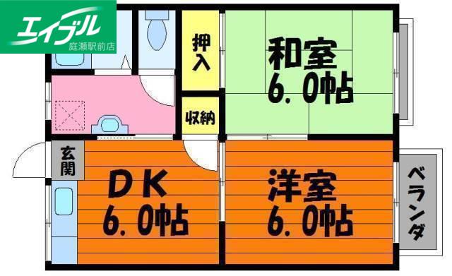 シャトルタカノ(2DK/2階)の間取り写真