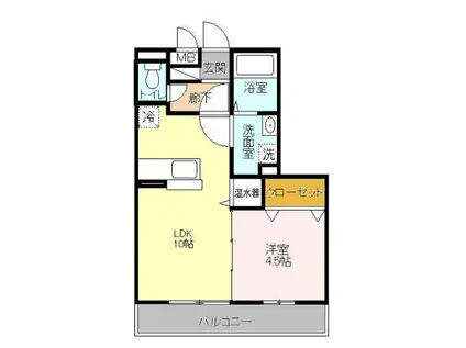 エスポワール 302(1LDK/3階)の間取り写真