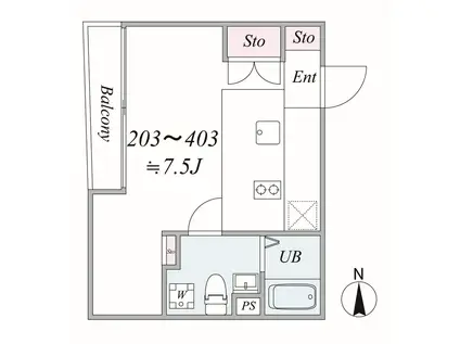 TRIAS305(1DK/4階)の間取り写真