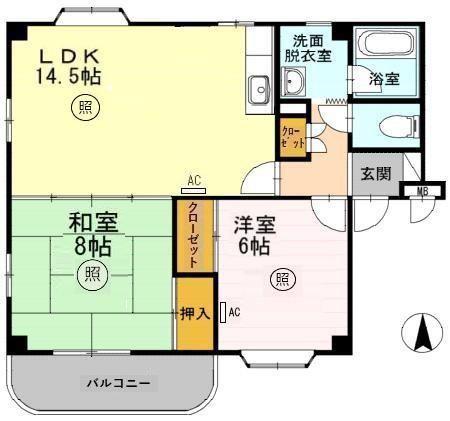 サンモデスト(2LDK/3階)の間取り写真
