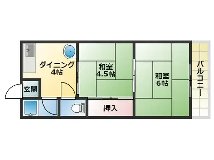 ローズマンション(2DK/2階)の間取り写真