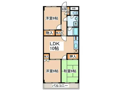 プランドール(3LDK/1階)の間取り写真