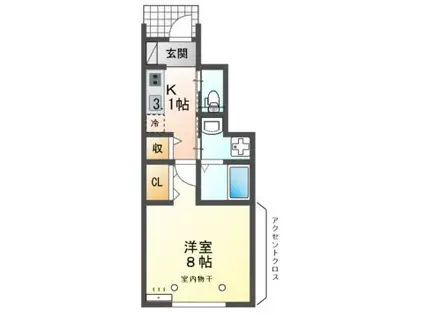 ロンターノ(1K/1階)の間取り写真