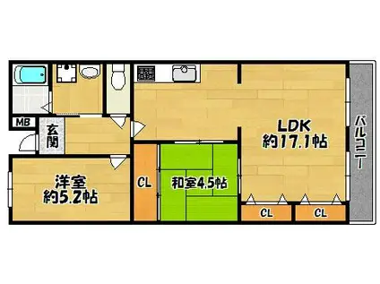 メゾンサステック(2LDK/1階)の間取り写真