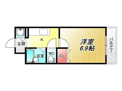 リバーサイド金岡(1K/3階)の間取り写真