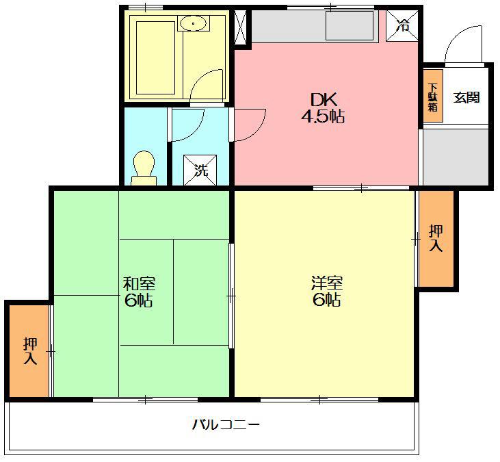 平和台コーポラス(2DK/2階)の間取り写真