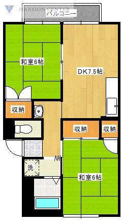 プレジール2番館(2DK/2階)の間取り写真