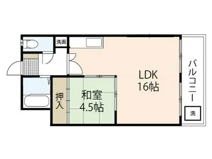 豊国ビル(1LDK/4階)の間取り写真