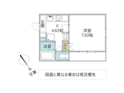 小木津FLAT(1K/1階)の間取り写真