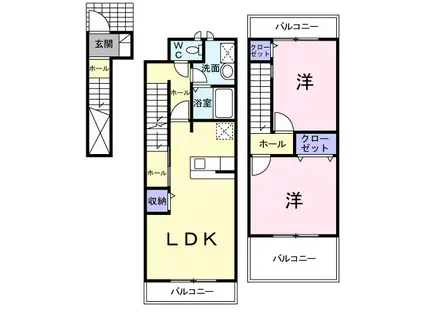 コンフォートハイム(2LDK/2階)の間取り写真