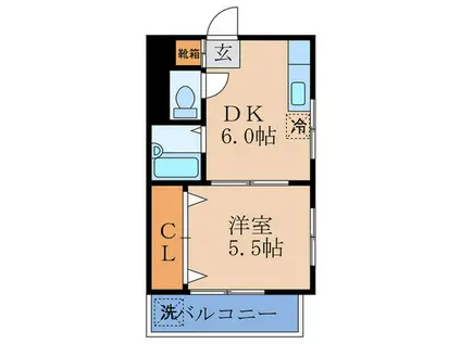 岡本ハイツ(1DK/1階)の間取り写真