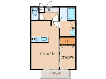 エマーブルIII(1LDK/2階)の間取り写真