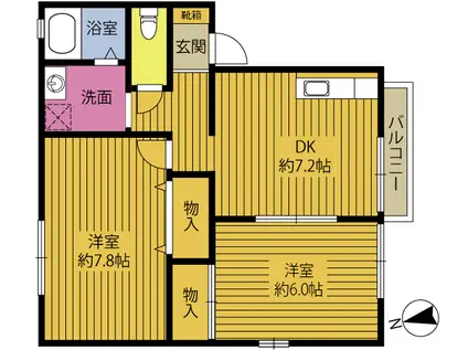 セジュール花水木(2DK/2階)の間取り写真