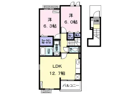 近鉄名古屋線 伏屋駅 徒歩19分 2階建 築16年(2LDK/2階)の間取り写真