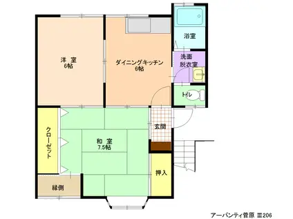 アーバンティ菅原III(2DK/2階)の間取り写真