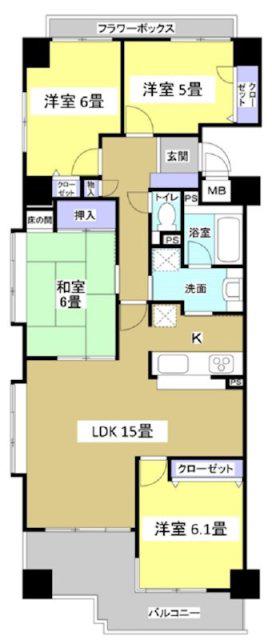 ベルジュ成子坂(4LDK/4階)の間取り写真