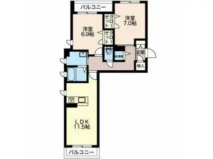 MAST TOWN BLOOM(2LDK/2階)の間取り写真