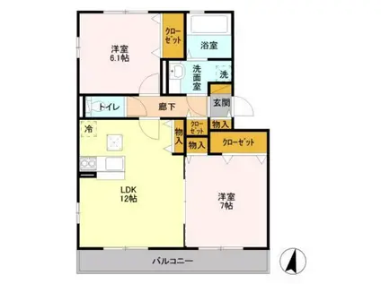 サリジエC(2LDK/2階)の間取り写真