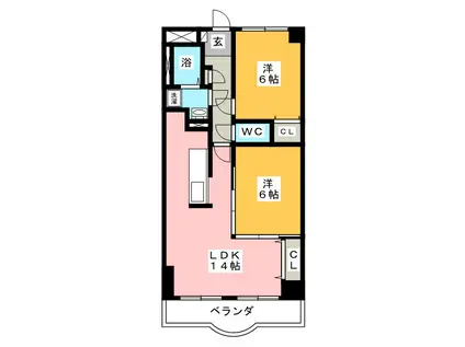 ファーストメイク(2LDK/1階)の間取り写真