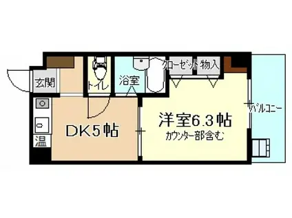 メゾン安川(1DK/5階)の間取り写真