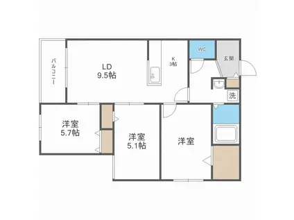 LORANGEオランジュ(3LDK/3階)の間取り写真