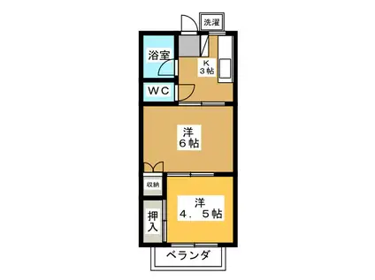 サンハイツ大神田(2K/1階)の間取り写真