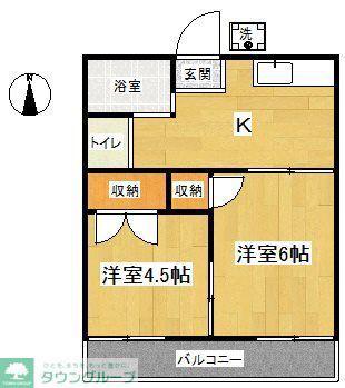 第2長沼ハイツ(2K/1階)の間取り写真
