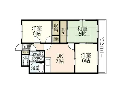 第7森本ビル(3LDK/1階)の間取り写真