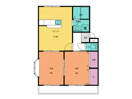 ラバーズハイム弐番館(2LDK/2階)の間取り写真