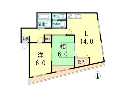 鯉川マンション(2LDK/4階)の間取り写真