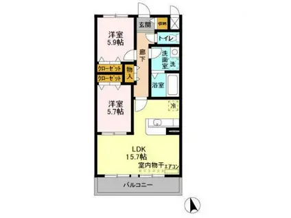 GREEN PARK OKADA(2LDK/4階)の間取り写真