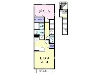 ファブリルライト(1LDK/2階)の間取り写真