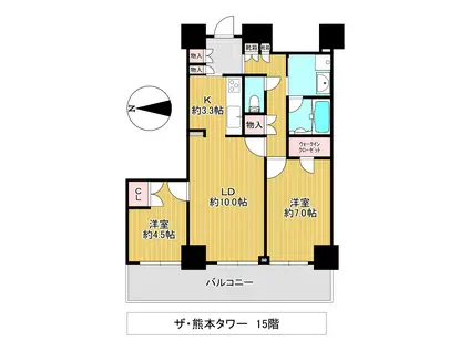 ザ・熊本タワー(2LDK/15階)の間取り写真