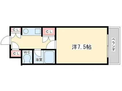 ヤナガワアイビースクエア(1K/4階)の間取り写真