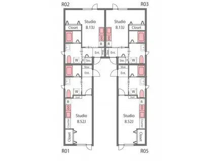 アリッサム(ワンルーム/2階)の間取り写真