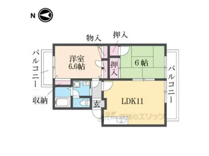 フェニックス・ヴィラⅠ(2LDK/2階)の間取り写真