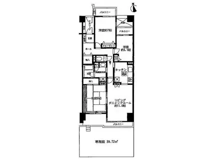 シティパラス柏(3LDK/1階)の間取り写真